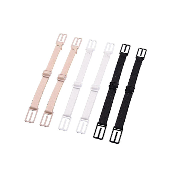 6 stk BH-stroppklips Elastisk Sklisikker Stroppholder, Svart, Beige, Hvit[D]