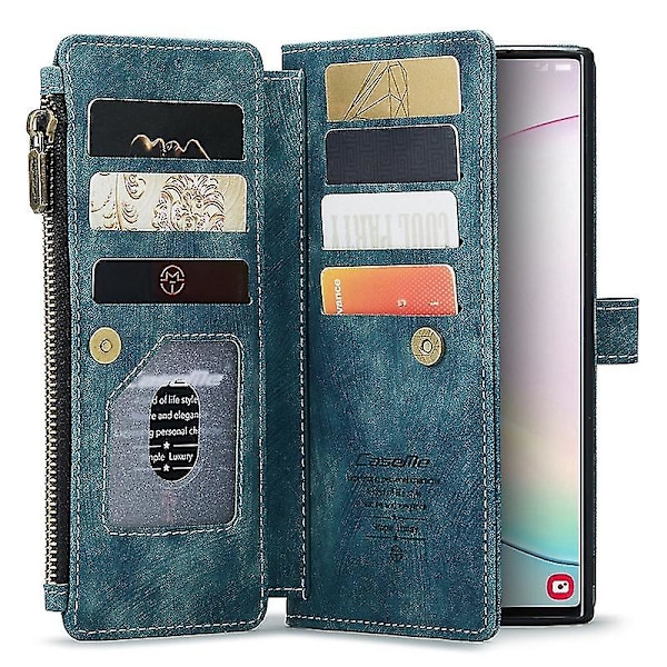 For Caseme Samsung Note10 Plus 4G/5G C30-serien Ny blixtlåsfodral i läder Röd