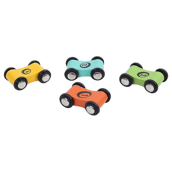 4 Mini Träbilar Race Ersättning för Ramp Leksaker Pojkar & Flickor Toddler Racer Set