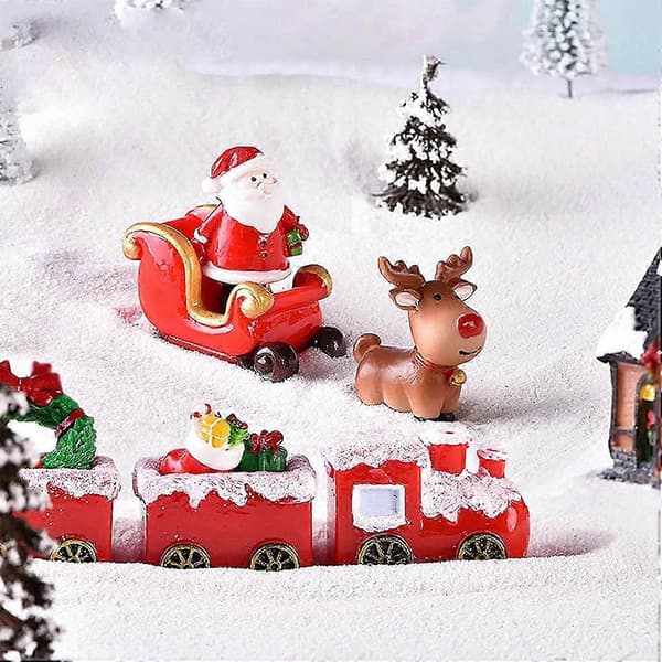 Miniatyr Snöfigurer med Grön Bil 2-Pack för Förtrollad Trädgårdsdekoration[D]