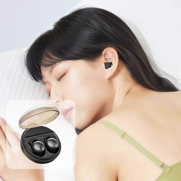 Søvnørepropper Trådløst Bluetooth-hodetelefonsett Bluetooth 5.3 Mini In-Ear Dobbel Mikrofon Bærbare Øretelefoner For Søvn Black