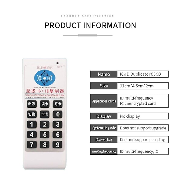 Handhållen frekvens 125Khz-13.56MHZ kopieringsmaskin dupliceringsmaskin klonare RFID NFC IC-kortläsare & -skrivare