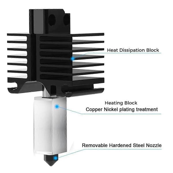 3D-printertilbehør til Bambu X1C/PIP Extruder 2.0 Hærdet Stål Hot End Serie[D] Black