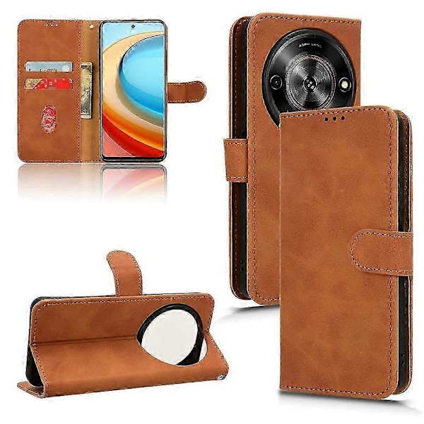 Läderfodral för ZTE Blade A75 5G - Skinnkänsla, Anti-Drop, Plånboksdesign, Flip-Cover - Grön