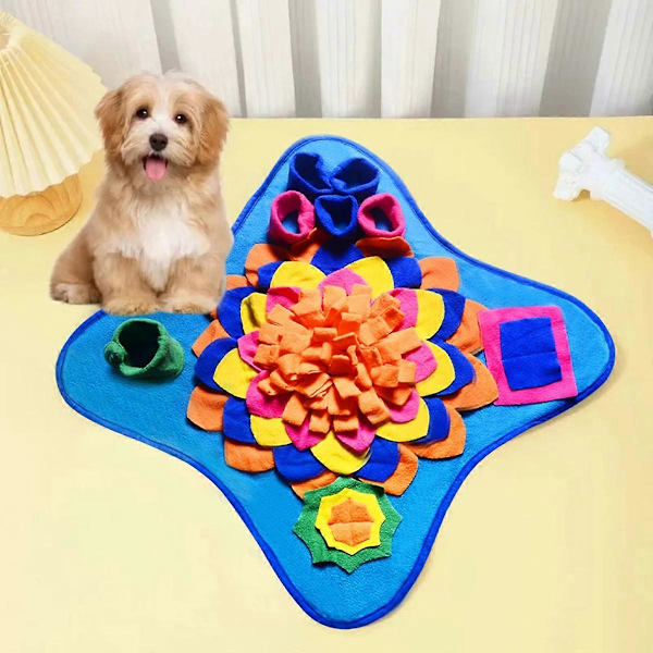 Pet Snusemåtte Fodermåtte Hund Pet Interaktiv Foder Puzzle Pad Langsom Fodermåtte til Hunde Katte Leg Sjovt Træningstæppe[D] Blue