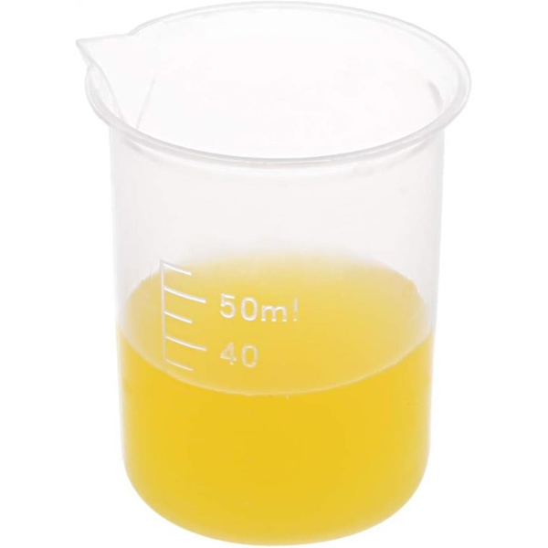 Målekopper 50ml PP Plastik Gradueret Beger Transparent Til Laboratorium Køkken Væske 6stk