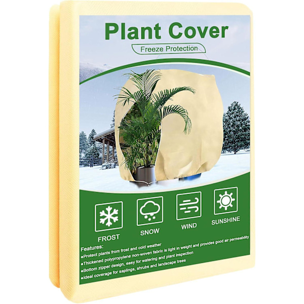 Vinterbeskyttelse til planter plantebeskyttelse vinter vintertelt med lynlås og snøre frostbeskyttelse plantehætte vinter 80 x 100 cm 1 stk