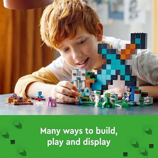 Rakennussarja, Minecraft Sword Outpost 21244 Rakennuslelu, Sisältää Creeper-, Soturi-, Sika- ja Luurankohahmot, Pelin Inspiroima Lelu Hauskaan Ad[D]