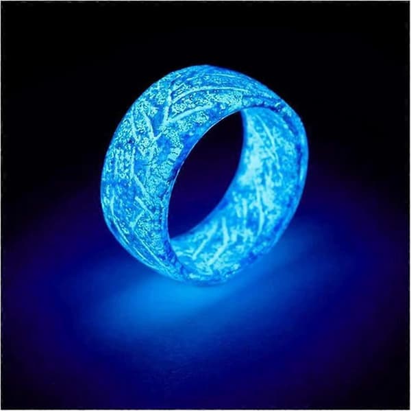 Lysande Ring som Glöder i Mörkret Unisex Dekoration Fluorescerande Ring Smycken för Kvinnor Män Blå[D] Blue 11