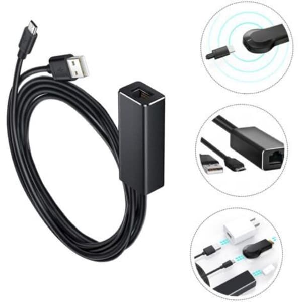 Mikro-USB til Ethernet-adapter Mbps for TV Stick og strømming, stabilt nettverk, ingen bufring, bærbart tilbehør (D)