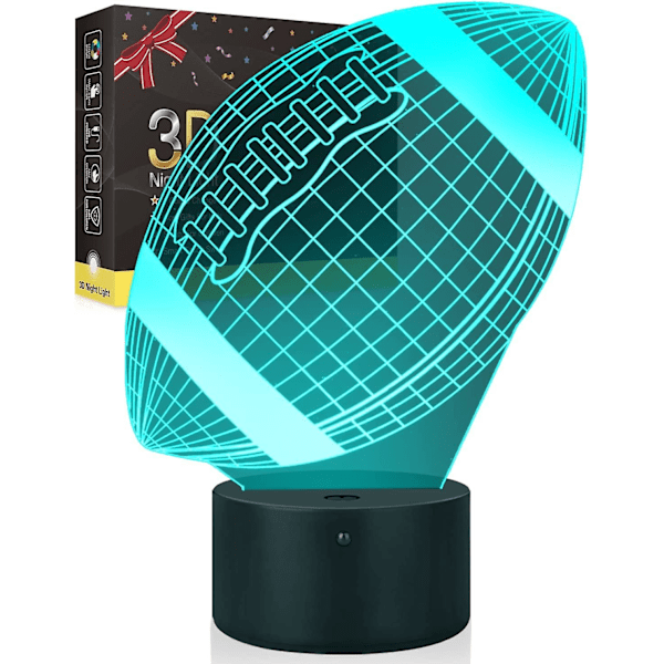 Fotball nattlys for barn, 3D LED-lys optisk illusjonslampe soveromsdekor lys nattlys med smart berøring 7 farger, kule leker gaver til G