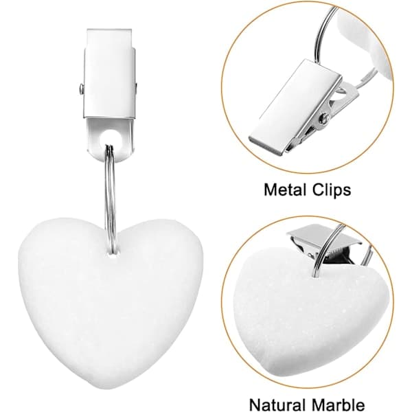 Hjärtformade trådkorgar med viktade metallklämmor - 6-pack, vit[D]