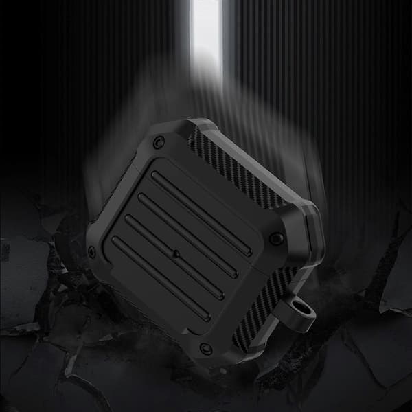 PC+Silikon Bluetooth-kompatibel Hörlursladdningsbox Skyddsfodral med Karbinhake för Appl[D]