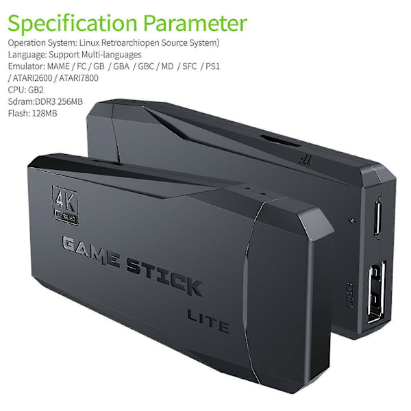 20.000+ 4K HDMI TV Videospil Stick Retro Spilkonsoll med 2 Trådløse Controllere 4k Spil Stick 100% Ny