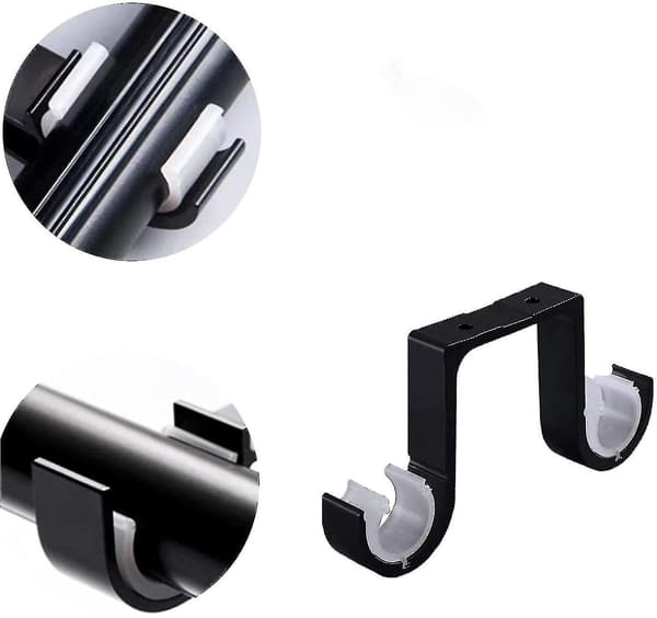 2 Takfästen Svarta Dubbla Fästen Aluminiumlegering Gardinstångsfäste Gardinstångsfäste NIUNIU[D]