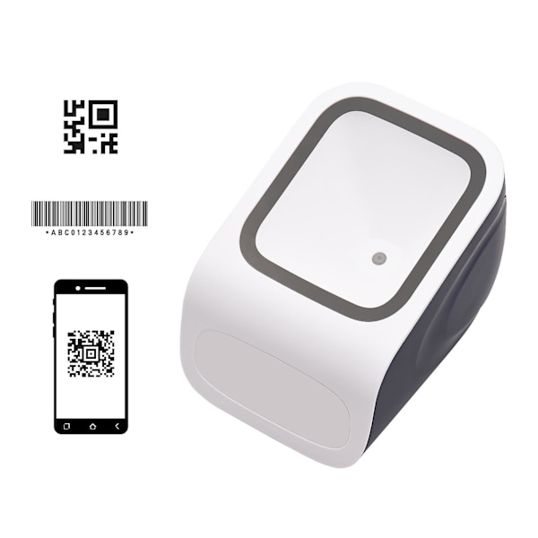 1D 2D QR-streckkodsläsare för skrivbord Händerfri USB-trådbunden streckkodsläsare Plug&Play Kompatibel med Windows Android-system Stor skanning