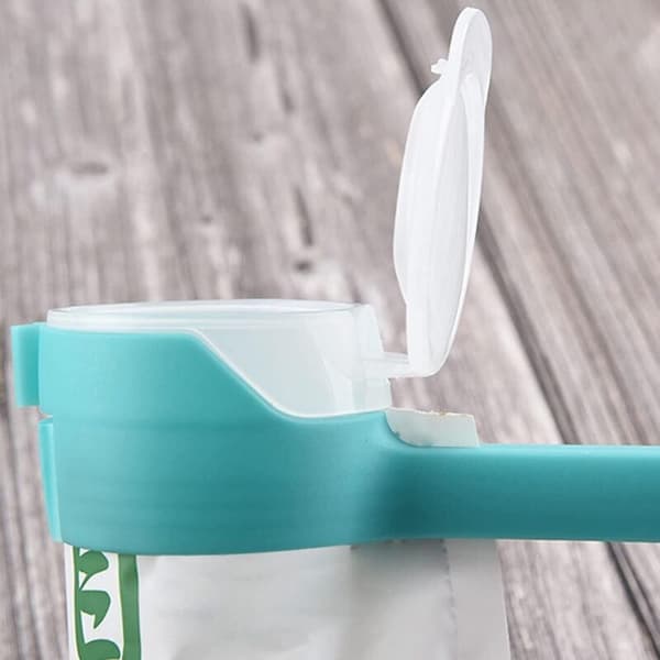 Sett med 2 matklemmer for konservering av mat, med åpning for potetgullposer, plastlokk (D)