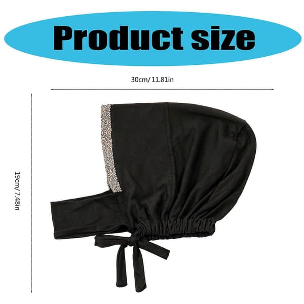 Komfortable turbanluer som passer for daglig bruk, hodeplagg for kvinner, hodeplagg med rhinsteiner, hodeplagg[D] Black