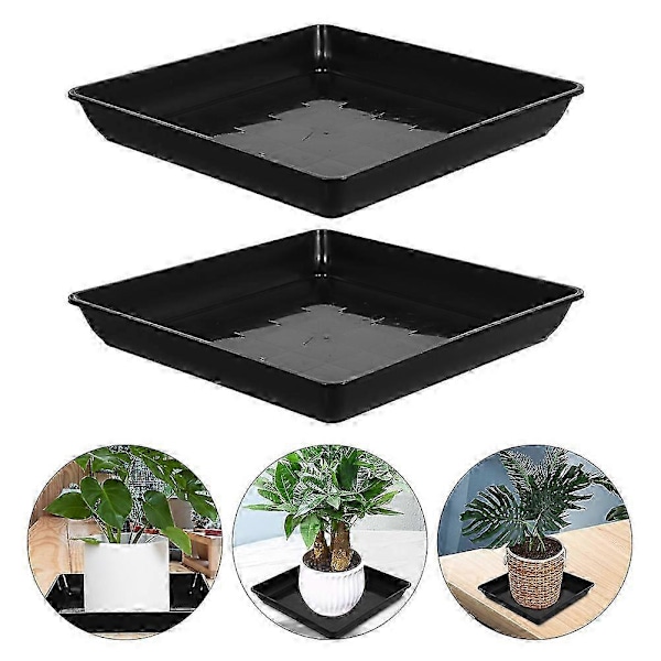 2 stk. Plantefat Kvadratisk Plantefat Plast Plantebrett Dryppbrett for Blomsterpotte