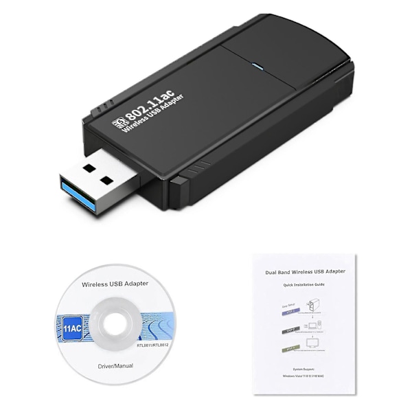 5G Trådløst Netværkskort 1300mbps Computer Usb Wifi Modtager Gigabit Dual-band Trådløst Netværk Bil