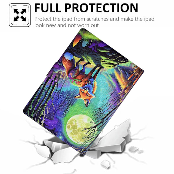 Fodral i PU-läder med mönster för iPad Pro 11 (2018) / (2020) / iPad Air 11 (2024) / Air (2020) / (2022) Multicolor Moonlight Fox