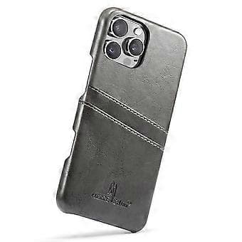 FIERRE SHANN Cover til iPhone 16 Pro Max i voksbehandlet PU-læder + PC med kortholder (stil A)