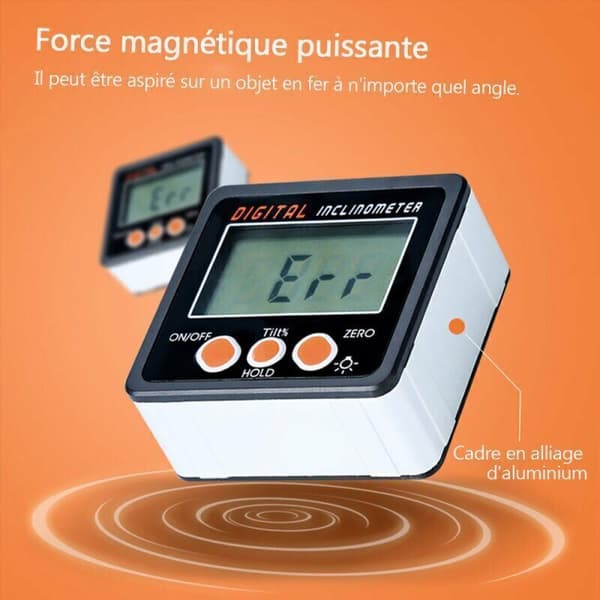 Digital inklinometer, 360°, magnetisk bas Multicouleur 0.5 kg