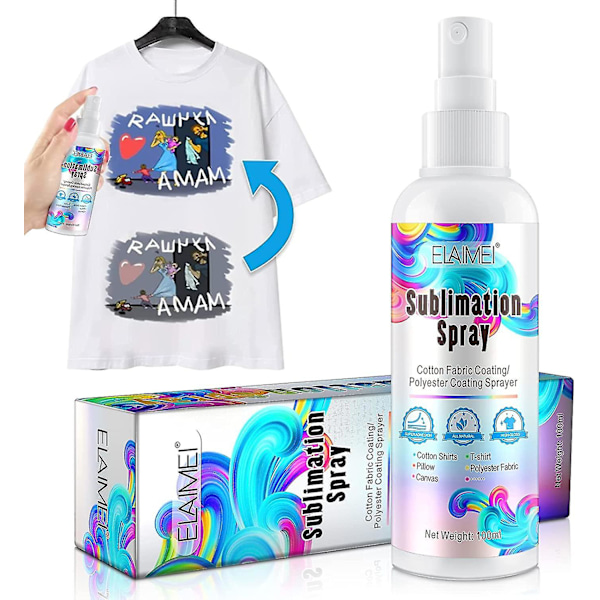 Sublimaatiosuihke puuvillapaidoille, sublimaatiopinnoitesuihke kaikille kankaille, mukeille, pahville, kankaalle, nopeasti kuivuva ja erittäin tarttuva [D] 1 Pcs 100ml