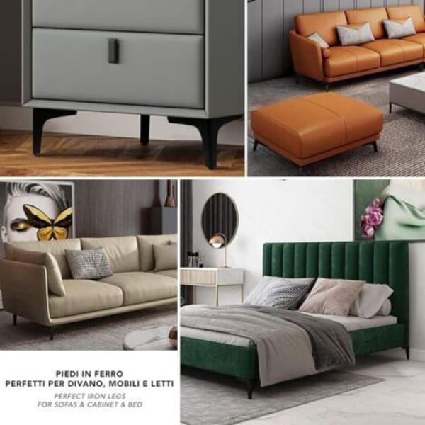 Meta Sorte Møbel- og Sofaben - Sæt med 4 Metalben - Elegante Designben til Lænestole og Skabe - Sort - Højde 130 mm (D)