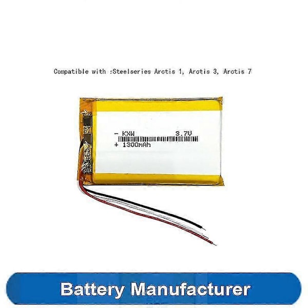 0-cykel 1300mAh 503759 Batteri Kompatibelt Steelseries Arctis 1 3 7 Headset Hörlurar Batteri Accu