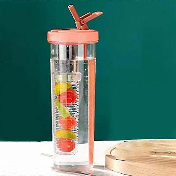 Foldbar Vandkop med Sugerør, Frugt Infuser Vandkop med Sugerør, Genanvendelige Vandflasker, Moderne Vandkop Orange[D]