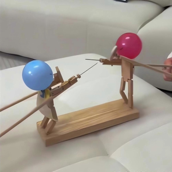 2024 NYHET, 2 Spelare Ballon Bambu Man Strid - 2024 Ny Handgjord Träfäktning Dockor, Trärobotar Stridsspel, Snabbt Tempo Ballon Fight, Snabb Leverans 3mm