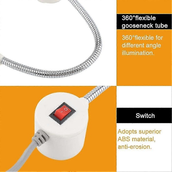 30 LED Sömnadsmaskinslampa Arbetslampa med Svanhals och Magnetisk Bas för Hemmet eller Sömnadsmaskin (220V)