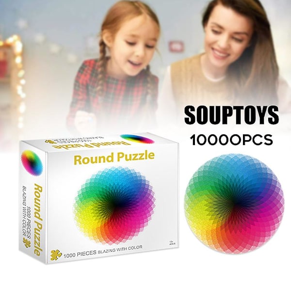 1000 Bitar Papperspussel för Barn Vuxna Rundformat Pussel Vuxna Dekompressionsleksaker[D] Round Puzzle Earth