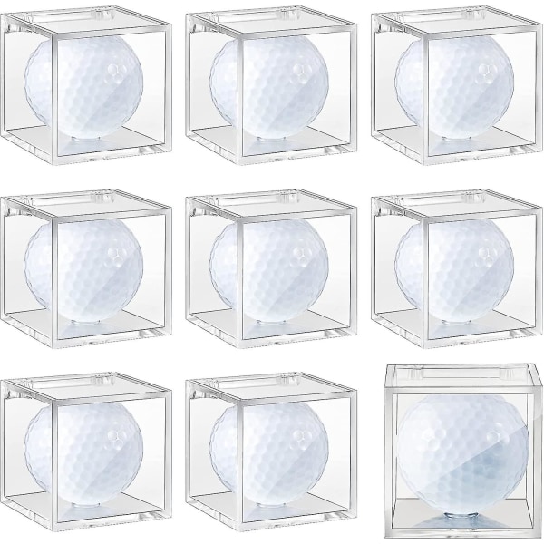 9 delar Golfboll Display Case Akryl Single Golf Ball Cube Klar Golfboll H Case för Ibles, 2 X 2 X 2 tum, förbättrad förpackning