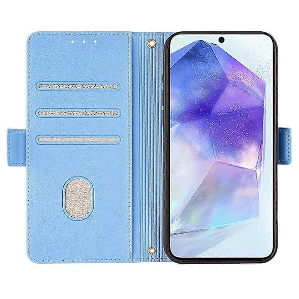 Læder Wallet Case med RFID-blokering og stativfunktion samt håndrem til Samsung Galaxy A26 5G - Grøn[D] Multicolor Blue