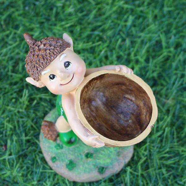 Elf Have Statue Fuglefoder Sød Fuglefoder til Gårdkunst Altan Bondehus[D] Green Brown 10x7x10 cm