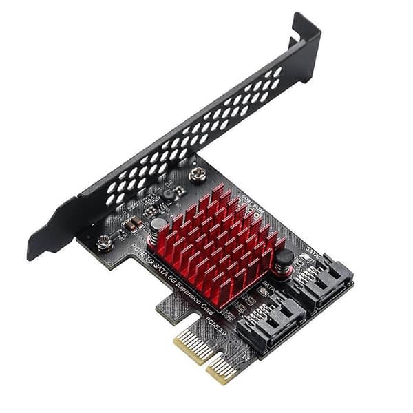 PCIe til 2 porter SATA 3 III 3.0 6 Gbps SSD-adapter PCI-E PCI Express X1 kontrollerkort utvidelse C[D] BlackRed