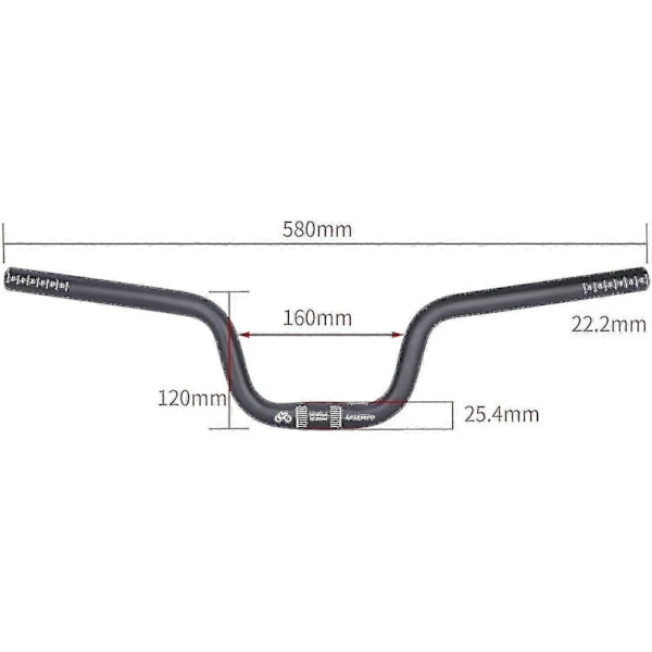 Letvægts Mountainbike Styr, Down Hill Dh Ekstra Lang Riser Bar, Høje Styr 25.4mm, Sort H120mm[D]
