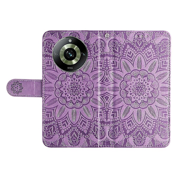 Läderplånboksfodral med solrosmönster för Realme 11 Pro 5G/11 Pro+ 5G - Skyddande Flip-fodral med stativ Multicolor, Purple Style C