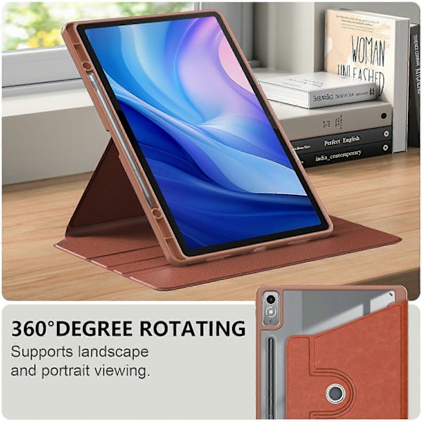 Fodral för Lenovo Tab P12 TB371FC Läder+Akryl+TPU Stativ Tabletskydd med Auto Väcka/Sova