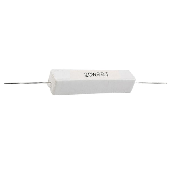 2 stk. Trådviklet Keramisk Cementmodstand 8 Ohm 20W 5% White