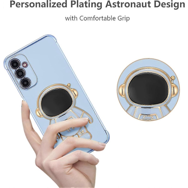 Etui til Samsung Galaxy A55 5G, Søt 6D Astronaut Etui med Stativfunksjon, Slank Passform Myk TPU Firehjørnet Støtsikker Deksel Black