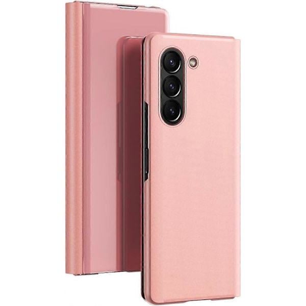 Fodral för Samsung Galaxy Z Fold 6, Lyxigt Spegelutseende Klar Glitter Läder Flip Fodral med Stativ för Samsung Galaxy Z Fold 6 Pink For Galaxy Z Fold 6