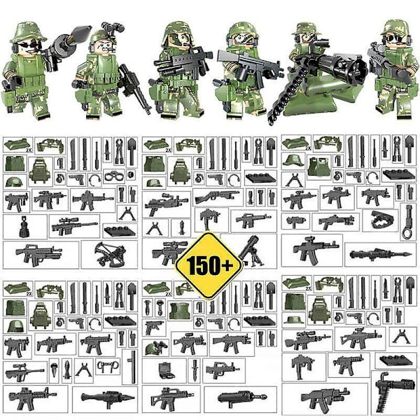 Byggklossar Action Bricks Militär Kommandos WWII Armé Soldater Marin Corps Klossar Leksaker