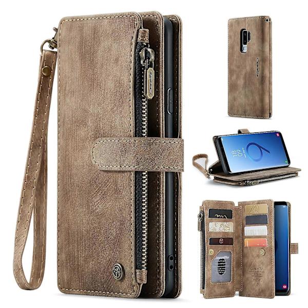 For Caseme Samsung S9 Plus C30-serien Nytt blixtlåsfodral i läder (handremstyp) Röd