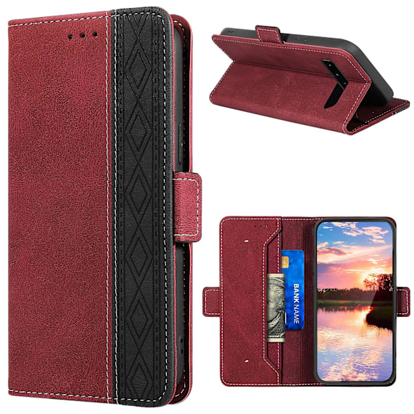 Læder Magnetisk Lukning Etui med Flip Wallet Stativfunktion Cover til Samsung Galaxy S10 Plus 4G Red