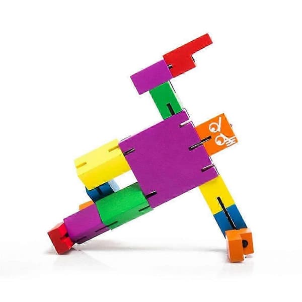Rubik Terning Robot, Multifunktionel Farve Træ Rubik Terning Robot Børns Pædagogisk Legetøj[D]