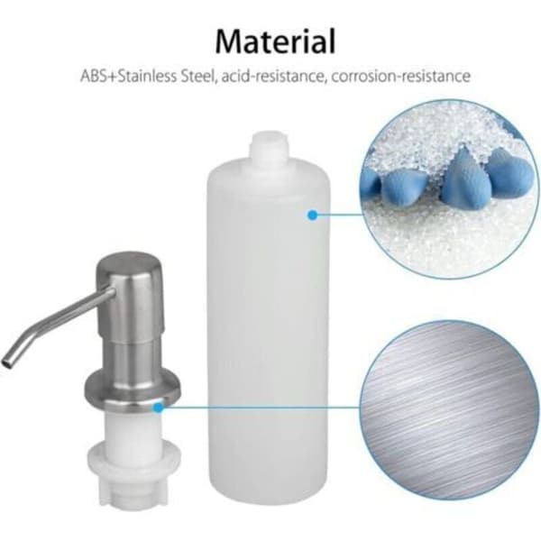 Indbygget flydende sæbedispenser med 300 ml flaske (sort), skumsæbedispenser til vask, opvaskemiddeldispenser til køkken, Di 0.3 kg