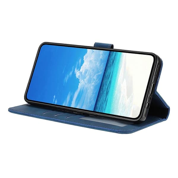 Rosmönster Lær Flip Case for iPhone 17 Pro med Mørk Grå Riser[D] Dark blue Dark Blue